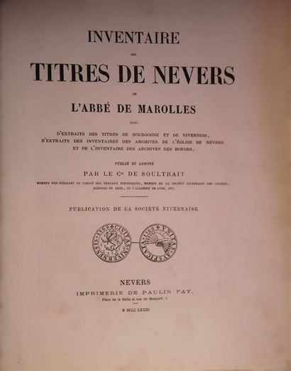 null [MAROLLES, Michel de (abbé)], Inventaire des titres de Nevers de l'abbé de Marolles,...