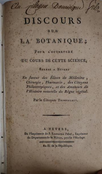 null TROUFFLAUT, Gilbert (citoyen), Discours sur la botanique pour l'ouverture du...
