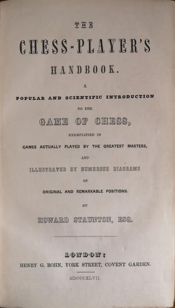 null STAUNTON, Howard, The Chess-Players Handbook, a Popular and Scientific Introduction...
