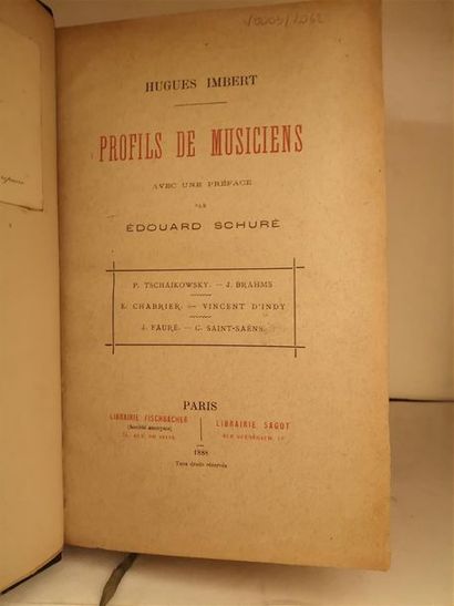 null IMBERT, Hugues, Profils de musiciens, Paris, Fischbacher/Sagot, 1888 ; suivi...