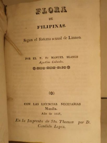 null BLANCO Francisco Manuel, Flora de Filipinas, según el sistema sexual de Linneo,...