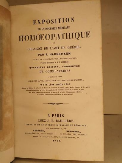 null HAHNEMANN, Samuel, Exposition de la doctrine médicale homoeopathique ou Organon...