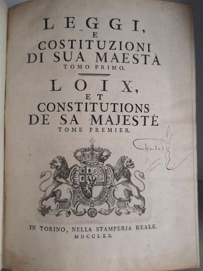 null Leggi e constituzioni di sua Mesta/Loix et constitutions de Sa Majesté, Turin,...