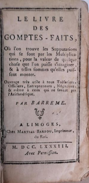 null BARREME, François, Le Livre des comptes-faits [] ouvrage très-utile à tous Trésoriers,...