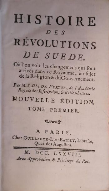 null VERTOT, René Aubert de (abbé), Histoire des révolutions de Suède, Paris, chez...