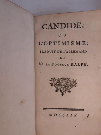 null [VOLTAIRE], Candide ou l'Optimisme, traduit de l'allemand de Mr. le docteur...