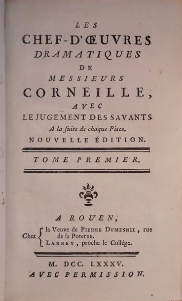 null [CORNEILLE, Pierre et Thomas], Les Chefs-d'oeuvres dramatiques de Messieurs...