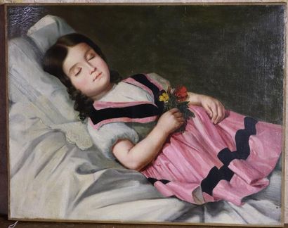null Octave TASSAERT (1800-1874).

Jeune fille alitée.

Huile sur toile, signée en...