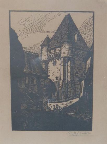 null Fernand CHALANDRE (1879-1924).

Trois gravures, dont deux en pendant, représentant...