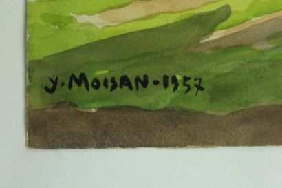 null Yves MOISAN (1908-1976).

Cour de ferme.

Aquarelle sur papier, signée en bas...