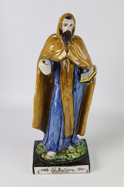 null NEVERS.

Statuette en faience polychrome figurant Saint Antoine.

Vers 1820

H_36.5...