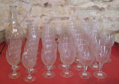 null Service de verres en cristal taillé comprenant :

dix verres à eau, dix verres...