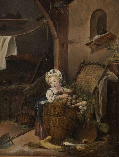 Marc Antoine BILCOQ (1755-1838), attribué à 
La petite villageoise dans un intérieur...