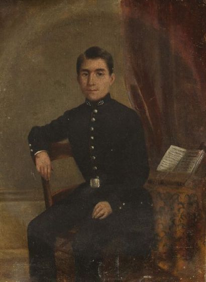 ECOLE FRANCAISE, première moitié du XIXe siècle 
Portrait d'un élève-officier
Il...