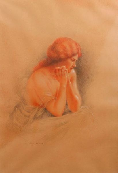 Eugène CHAFFANEL (Né en 1860) 
Portraits de femmes
Deux dessins aux trois couleurs,...