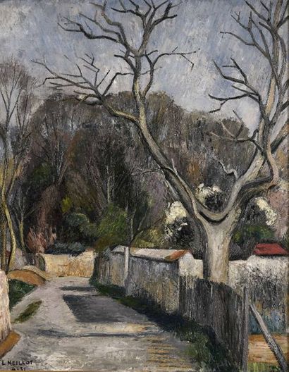 Louis NEILLOT (1898-1973) 
Chemin de village
Huile sur toile, signée en bas à gauche,...