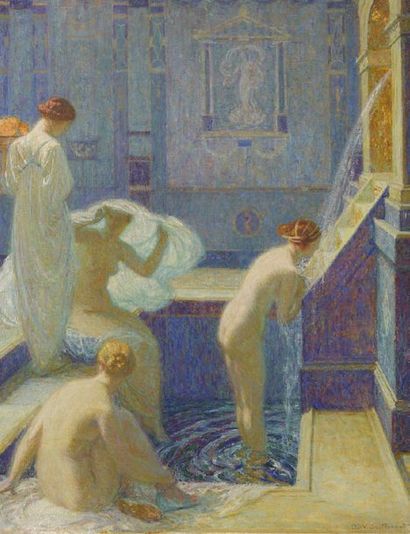 Octave GUILLONET (1872-1967) 
Le Bain
Huile sur toile, signée en bas à droite.
93,5...