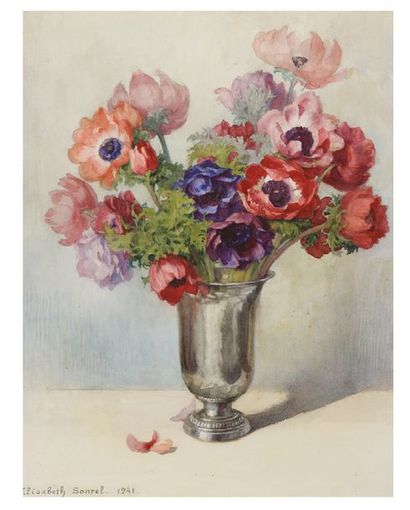 Elisabeth SONREL (1874-1953) 
Bunch of flowers
Watercolour, signed and dated 41 lower...