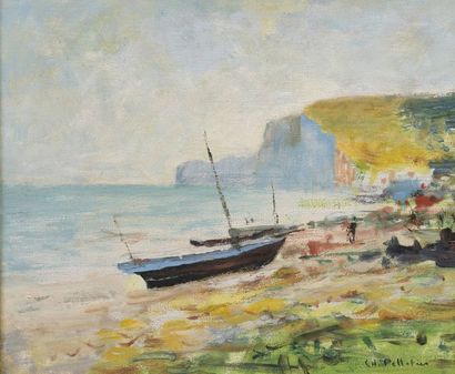 Charles PELLETIER (1922-2005) 
Étretat
Huile sur toile, signée en bas à droite et...