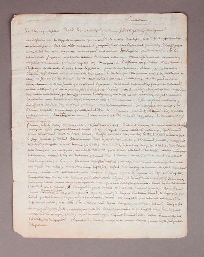 Charles Augustin SAINTE-BEUVE (1804-1869) Manuscrit autographe, signé en-tête. Deux...