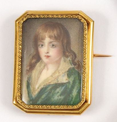 null Probably English rectangular MINIATURE representing the portrait of a young...