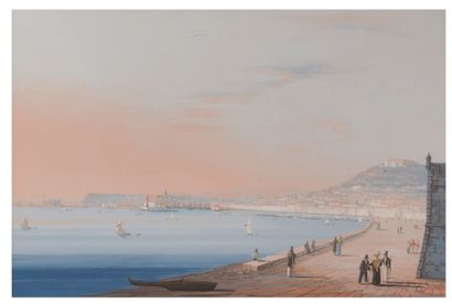 ECOLE NAPOLITAINE XIXe siècle 
Napoli da Posilipo, Napoli dal Carmine, Napoli da...