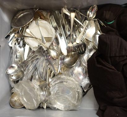 null CHRISTOFLE and miscellaneous. Set of silver plated metal cutlery.