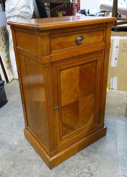 null Cherry veneer jam cabinet, opening to a drawer and a leaf, fluted uprights,...