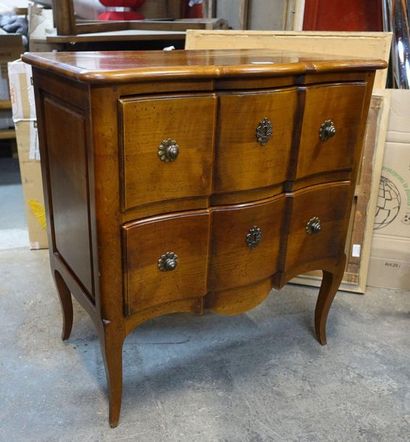null Small cherry wood crossbow chest of drawers, opening with two drawers, arched...