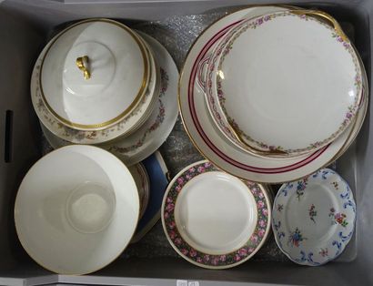 null Three Mannette of various ceramics: Three parts of tea service, porcelain d...
