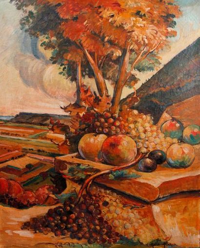 null Moïse ARNAUD (born in 1881)

Still life with fruits on a landscape background

Oil...