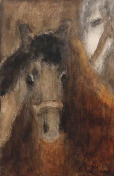 null Michel TERRASSE (1928-2002)

Tête de cheval

Aquarelle, signée à l’encre et...