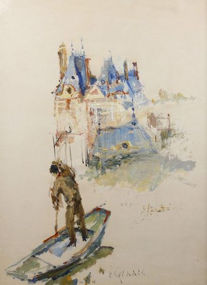 null LE GUENNEC (1924-1988)

Character on a boat in front of the Château de la Brière

Acrylic...