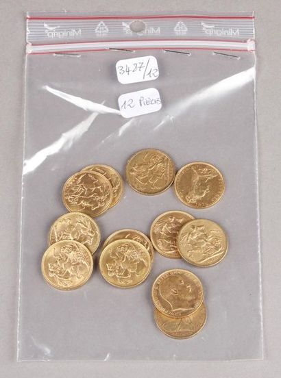 null Twelve English Sovereign Gold coins: 4 Queen Victoria, 5 Edward VII

 and three...