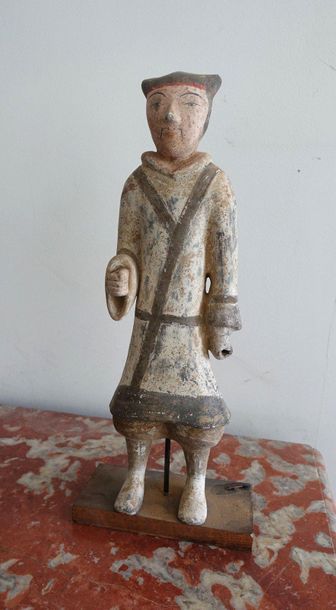 null Terracotta court figure with traces of polychromy. 

China, Han style H. 46...