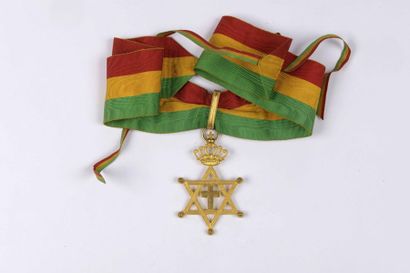 null ETHIOPIE Etoile d'or de l'Ordre du Roi Salomon.
Bronze doré, cravate.