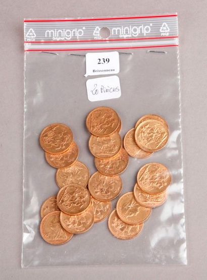null TWENTY PIECES of English Sovereign Gold Queen Victoria.