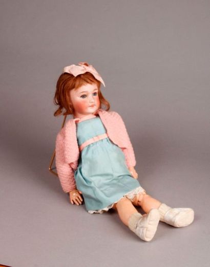 null French DOLL with bisque head, open mouth, blue sleeping eyes, marked UNI France...