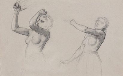 Auguste Barthelemy GLAIZE (1807-1893) Deux études de femme en buste Crayon noir et...
