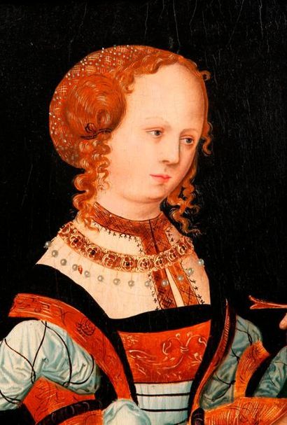Lucas CRANACH (1474-1553), Atelier de. 
Saintye Catherine.
Elle est représentée à...