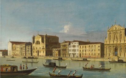 Francesco TIRONI (Venise 1745-1797), Attribué à 
Vue du grand canal à la hauteur...