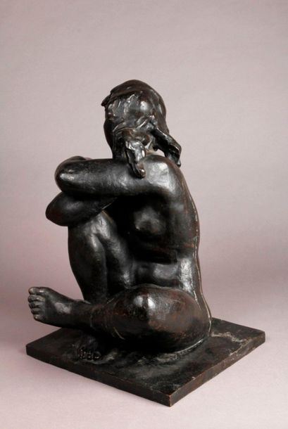 André Bizette-Lindet (1906-1998) 
Nude with arms and legs crossed
Bronze with brown...