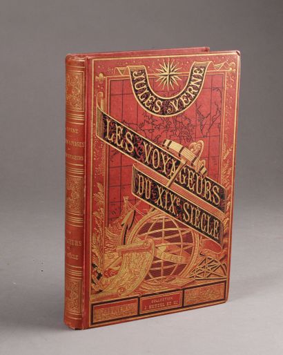 JULES VERNE - HETZEL Les Voyageurs du XIXe siècle (1880). Volume double à la sphère...