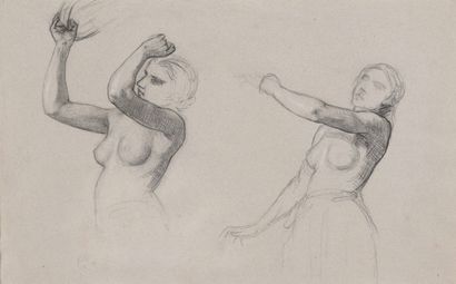 Auguste Barthelemy GLAIZE (1807-1893) 
Deux études de femme en buste
Crayon noir...