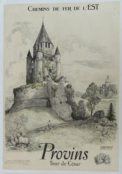 Albert ROBIDA Canvas poster. Chemins de fer de l'Est, Provins, Tour de César. Poster...