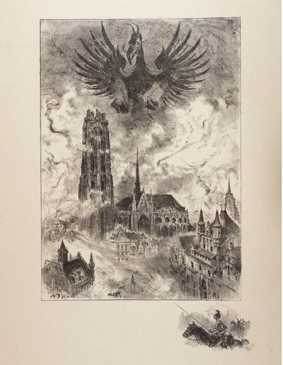 Albert ROBIDA illustrateur The Martyred Cities. Reims, Louvain, Senlis, Malines,...