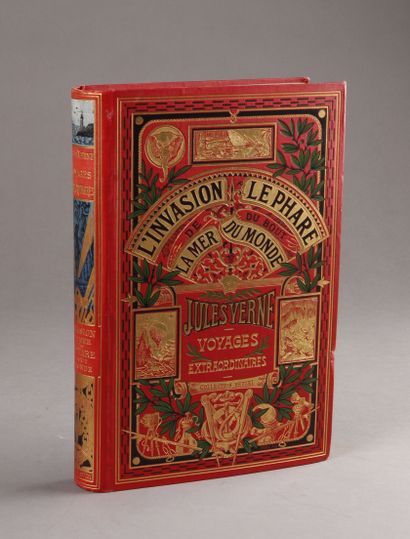 JULES VERNE - HETZEL L'invasion de la mer / Le Phare du bout de monde (1905). Volume...
