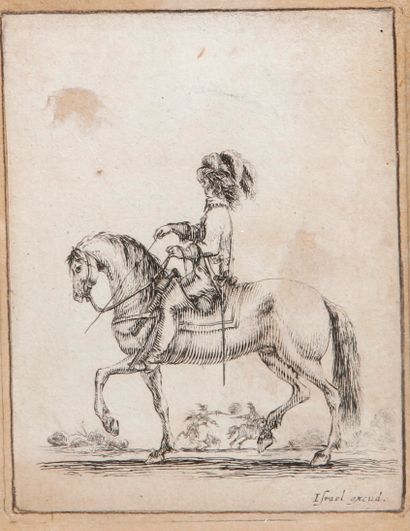 D'après STEFANO DELLA BELLA (1610-1664) 
Cavalier engraved by Israël Sylvestre and...