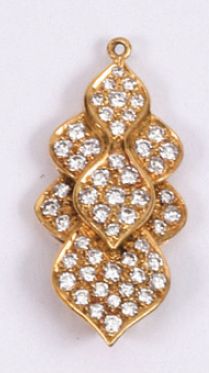MAUBOUSSIN - Yellow gold pendant with a poly-lobed shape and paved with brilliants...