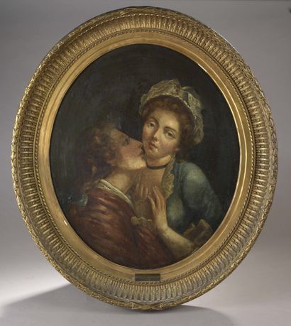 Jean-Honoré FRAGONARD (1773-1806),Dans le Goût de 
The first kiss
Oil on canvas in...